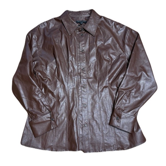 Banana Republic Brown Leather Jacket Size M New With Tags - Picture 1 of 5
